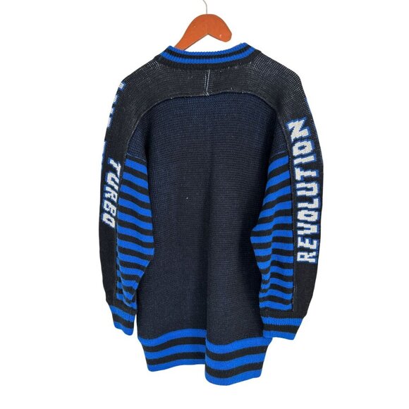 Vtg Revolution Graphic Knit Sweater "Master Of My Dream" Design Striped - Picture 5 of 9